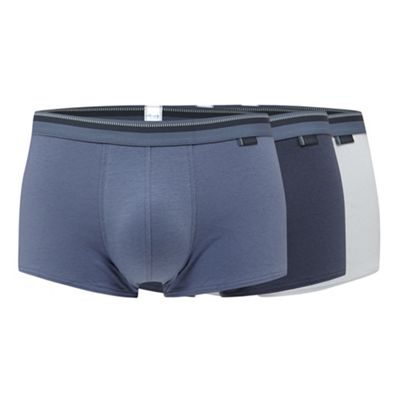 Sloggi Pack of three blue, mid blue and navy hipster trunks
